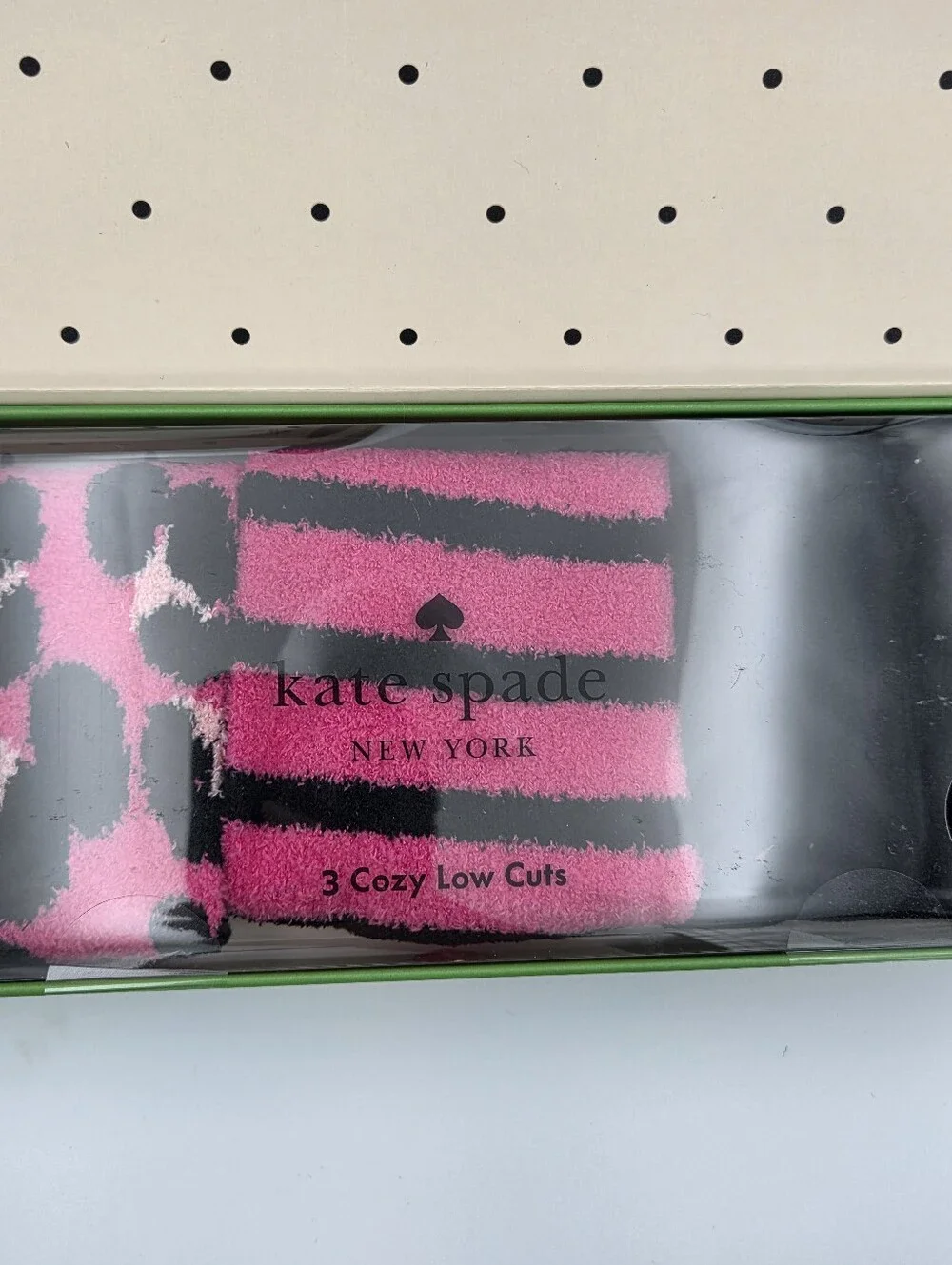 kate spade Womens Pink & Black Cozy Low Cut Sock Trio NIB